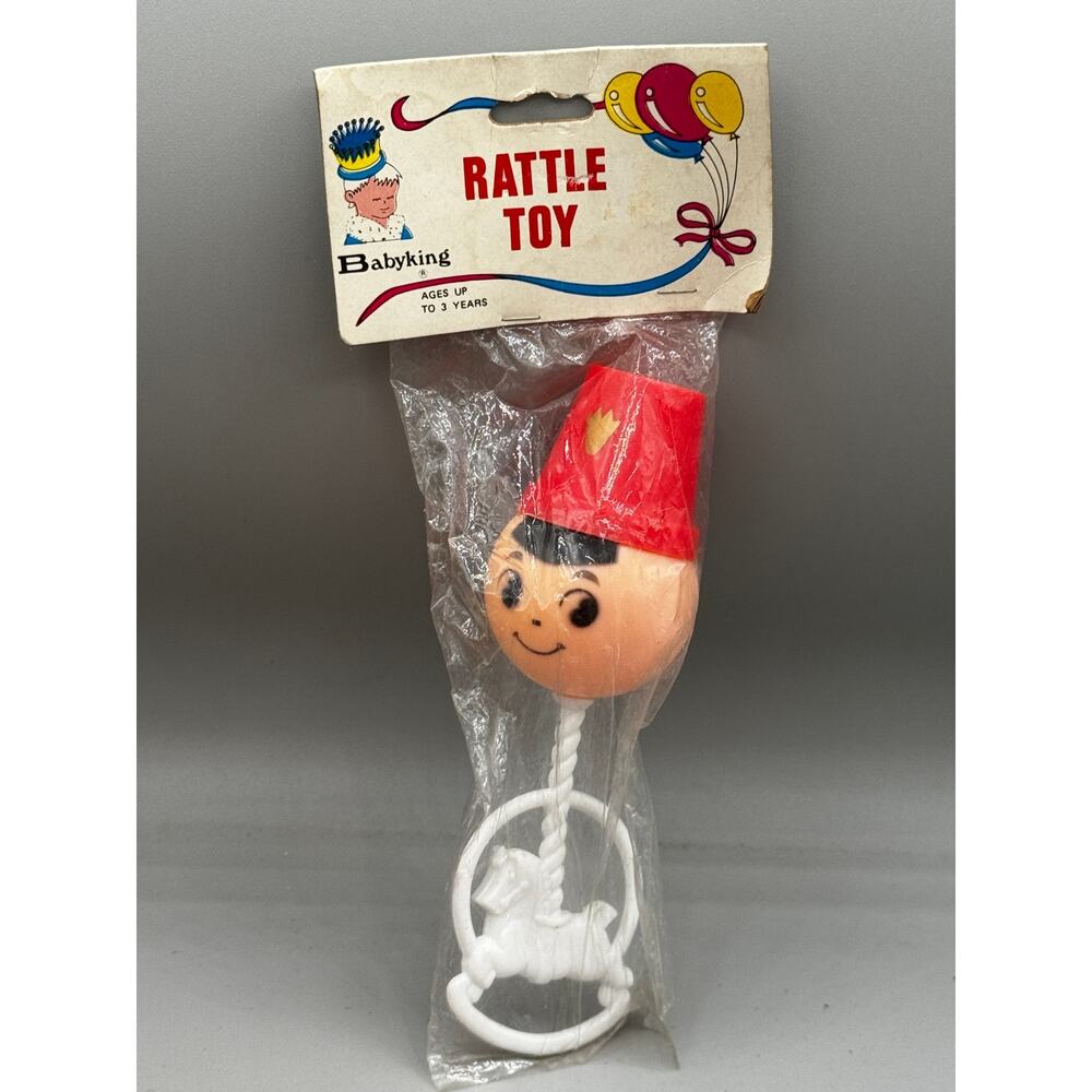 Babyking Rattle Toy Vintage Plakie Red Bucket Hat NEW